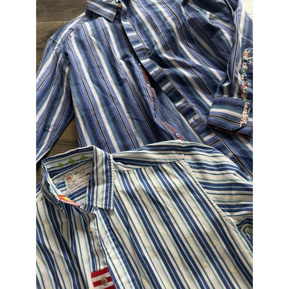 2 Men's Colorful Long Sleeve Button Up Robert Graham Shirts Size M